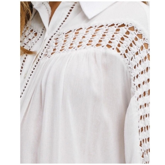 LAST ONE❗FOREVER 21 White Gauze Embroidered Tunic - Picture 5 of 5